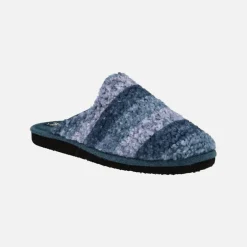 Zapatillas de casa de hombre a listas en borreguillo