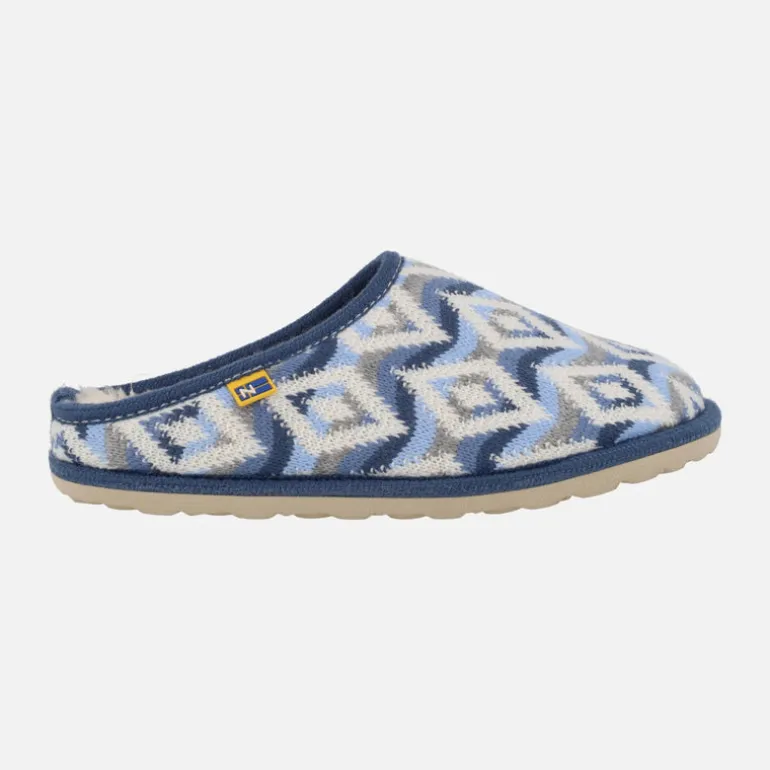 Zapatillas de casa descalzas para mujer en lana Nepal Azul