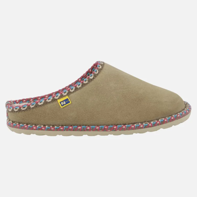 Zapatillas de casa descalzas en piel serraje con forro borreguillo