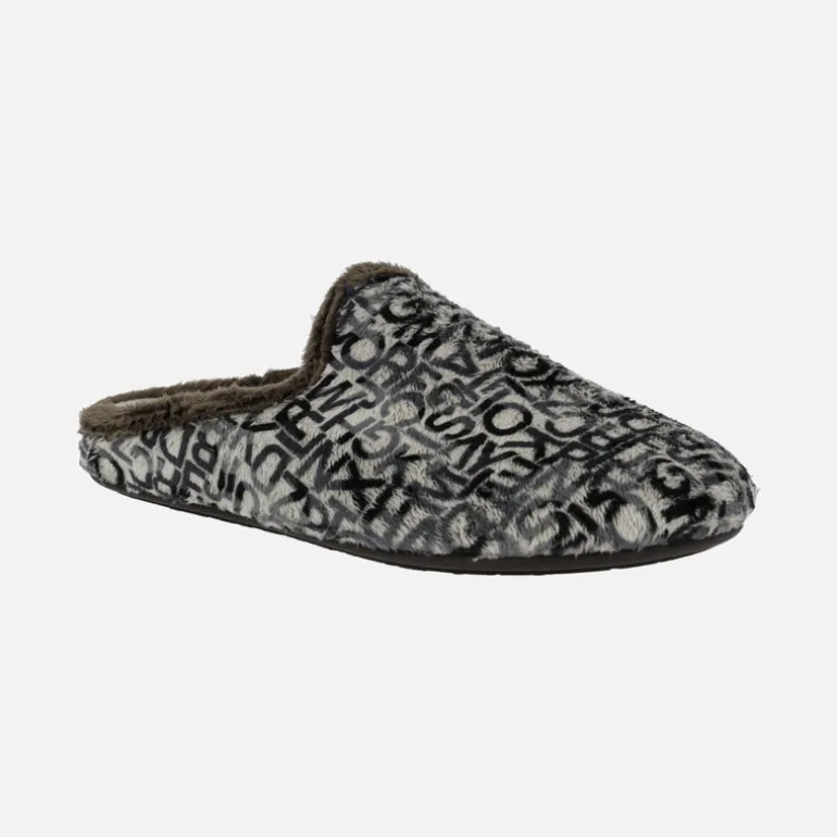 Zapatillas de casa descalzas para hombre con fondo de Letras