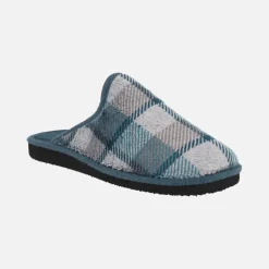 Zapatillas de casa descalzas para hombre en tejido afelpado a cuadros