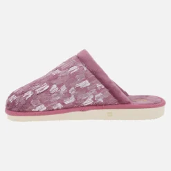 Zapatillas de casa descalzas para mujer en tejido estampado rosa