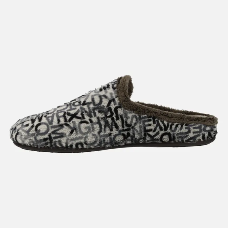 Zapatillas de casa descalzas para hombre con fondo de Letras