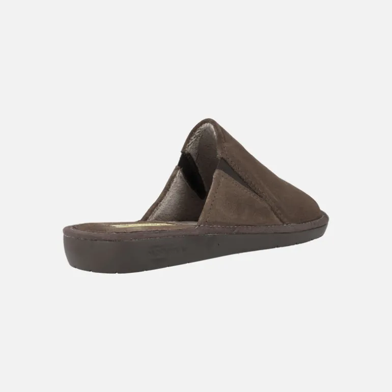 Zapatillas de casa descalzas para hombre en serraje marrón
