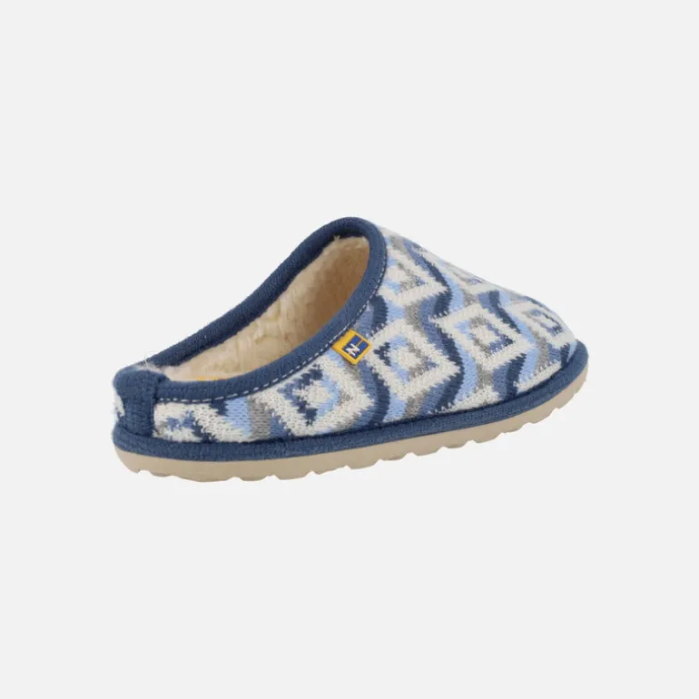 Zapatillas de casa descalzas para mujer en lana Nepal Azul