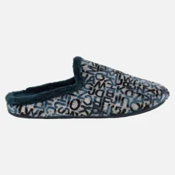 Zapatillas de casa descalzas para hombre con fondo de Letras