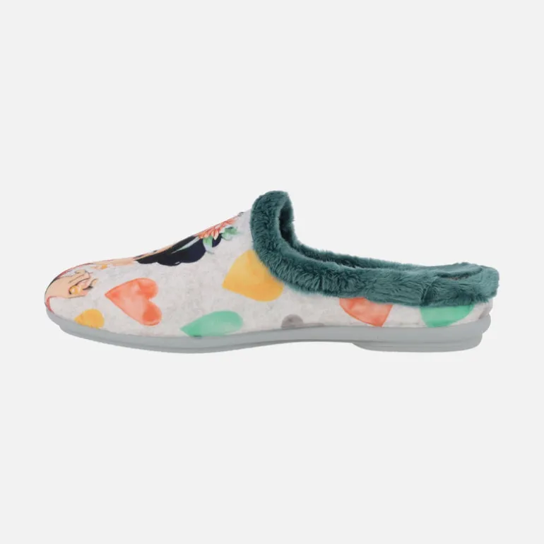Zapatillas de casa Frida Soy la mujer de mi vida en combinado verde