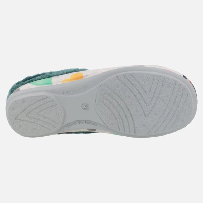 Zapatillas de casa Frida Soy la mujer de mi vida en combinado verde