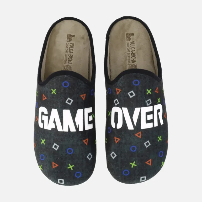 Zapatillas de casa para hombre Game Over