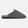 Zapatillas de casa para hombre en tejido a rayas grises y azules