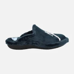 Zapatillas de casa para hombre en tejido azul con logo Jordan