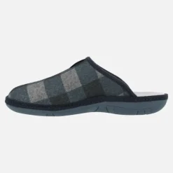 Zapatillas de casa para hombre Boreal en tejido a cuadros marino
