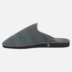 Zapatillas de casa para hombre en tejido a rayas grises y azules