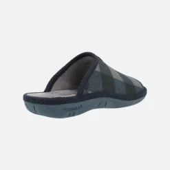 Zapatillas de casa para hombre Boreal en tejido a cuadros marino