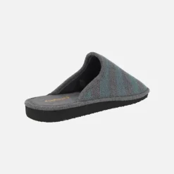 Zapatillas de casa para hombre en tejido a rayas grises y azules