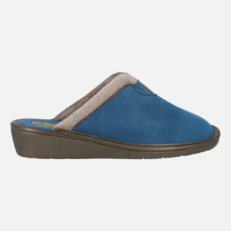 Zapatillas de casa para mujer en serraje azul Top Line