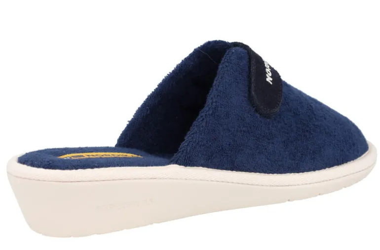 Zapatillas de casa para mujer en toalla azul marino con cierre de velcro