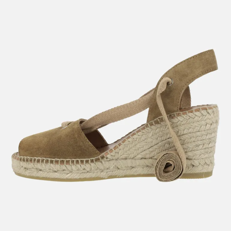 Zapatillas de esparto abiertas de puntera con cintas Viguera 2137