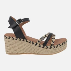 Zapatillas de esparto Albany Cuerda negro con pulsera y hebilla