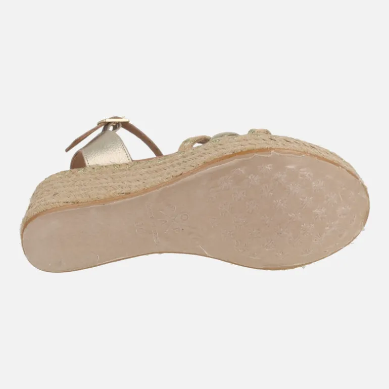 Zapatillas de esparto Albany Oro yute con pulsera y hebilla
