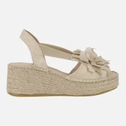 Zapatillas de esparto con plataforma y adorno de flor