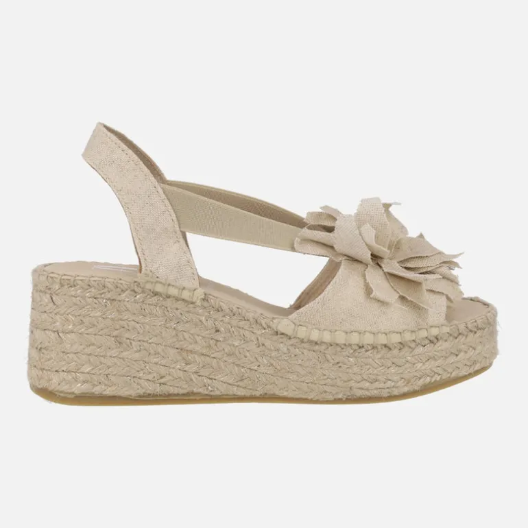 Zapatillas de esparto con plataforma y adorno de flor