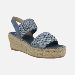 Zapatillas de esparto con cuña media y tiras trenzadas de rafia