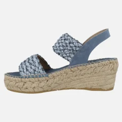 Zapatillas de esparto con cuña media y tiras trenzadas de rafia