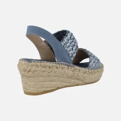 Zapatillas de esparto con cuña media y tiras trenzadas de rafia