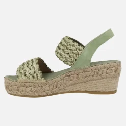 Zapatillas de esparto con cuña media y tiras trenzadas de rafia