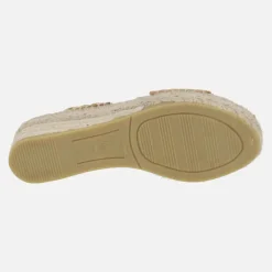 Zapatillas de esparto con cuña media y tiras trenzadas de rafia