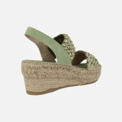 Zapatillas de esparto con cuña media y tiras trenzadas de rafia