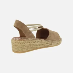 Zapatillas de esparto con puntera abierta y cuña baja