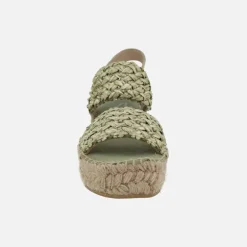 Zapatillas de esparto con cuña media y tiras trenzadas de rafia