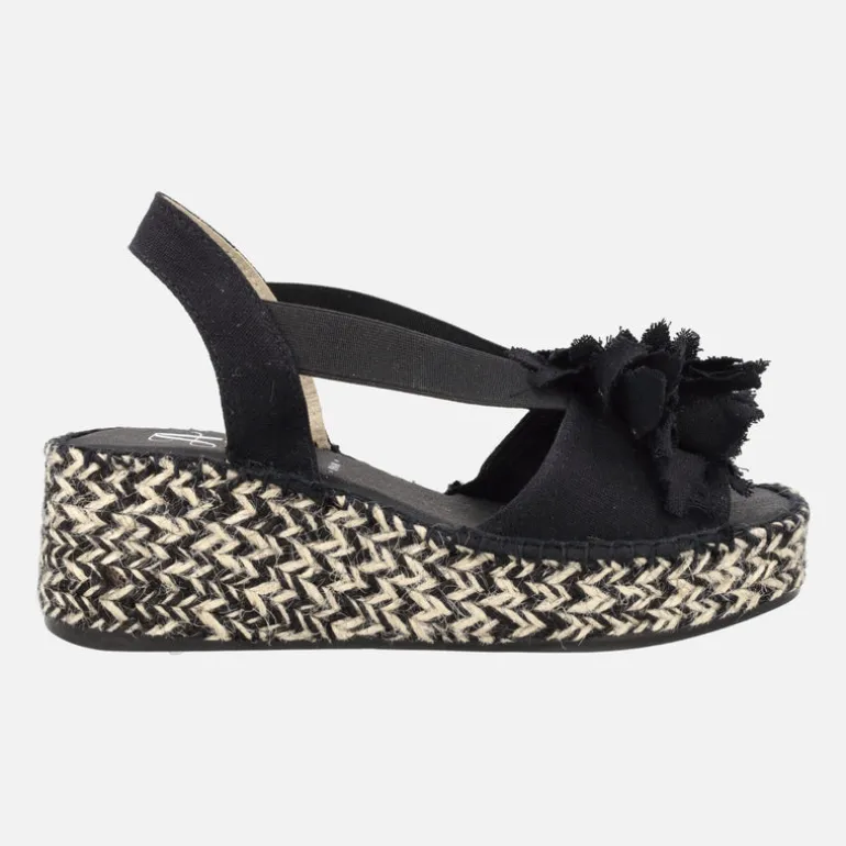 Zapatillas de esparto con plataforma y adorno de flor