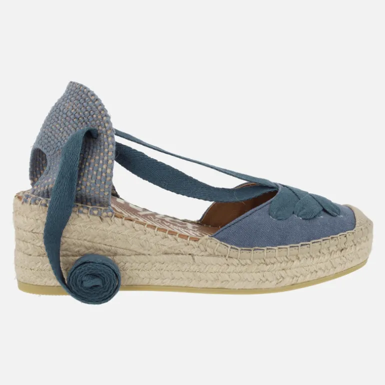 Zapatillas de esparto con cintas y cuña Yuteflex