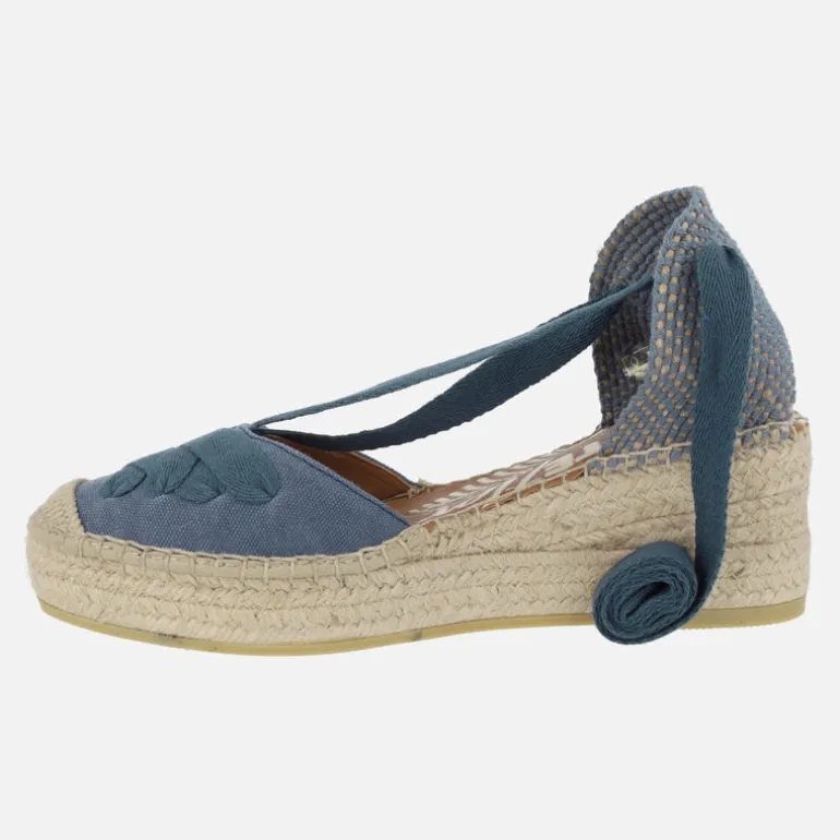 Zapatillas de esparto con cintas y cuña Yuteflex