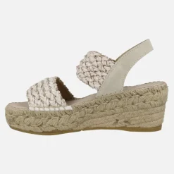 Zapatillas de esparto con cuña media y tiras trenzadas de rafia