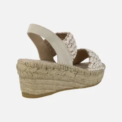 Zapatillas de esparto con cuña media y tiras trenzadas de rafia