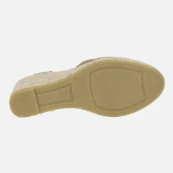 Zapatillas de esparto de piel con argolla metálica y elásticos Viguera 2143