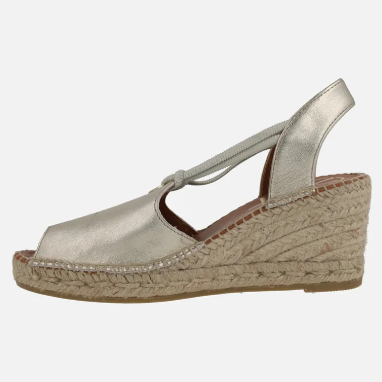 Zapatillas de esparto de piel con argolla metálica y elásticos Viguera 2143
