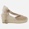 Zapatillas de esparto en piel camel con cintas