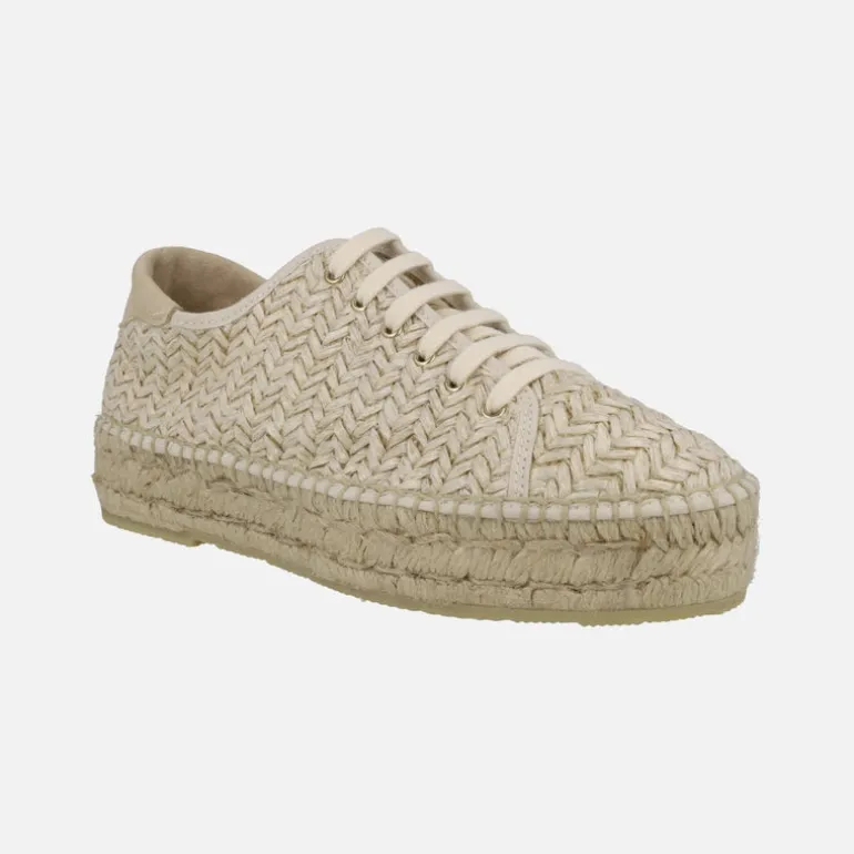 Zapatillas de esparto en rafia beige con cordones