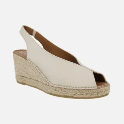 Zapatillas de esparto en piel destalonadas y abiertas de puntera
