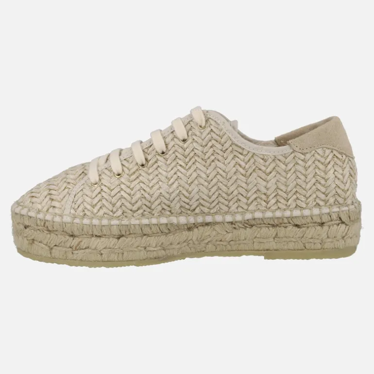 Zapatillas de esparto en rafia beige con cordones
