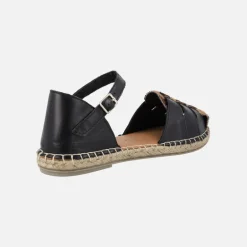 Zapatillas de esparto en piel estilo cangrejeras con detalles en leopardo