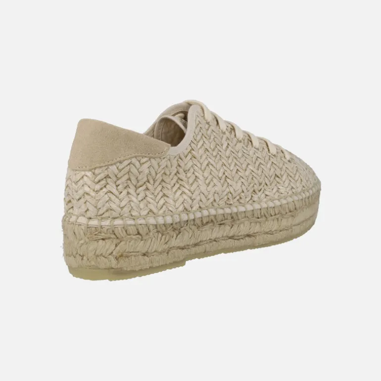 Zapatillas de esparto en rafia beige con cordones