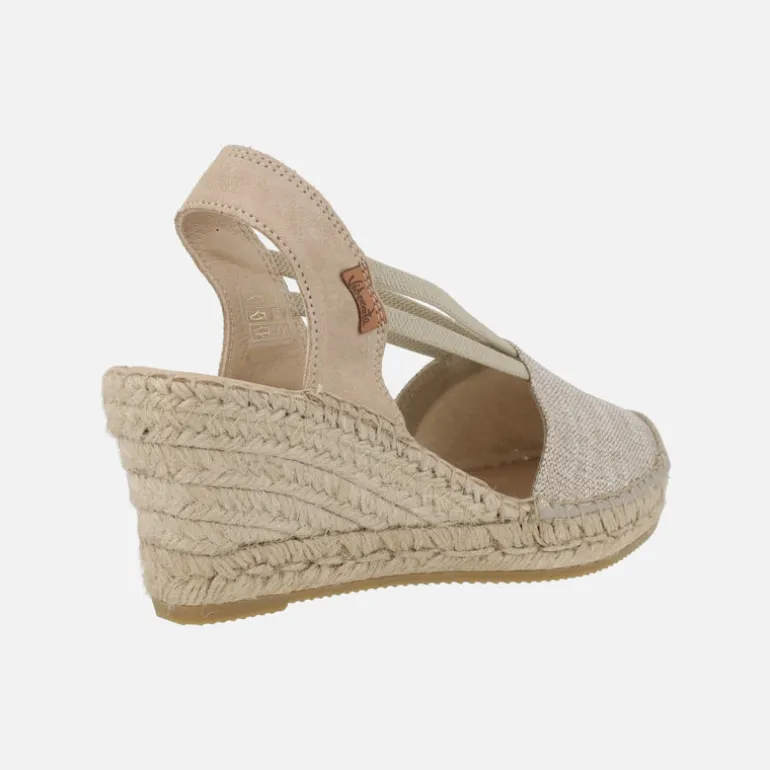 Zapatillas de esparto en tejido beige con elásticos laterales