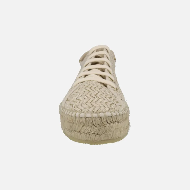 Zapatillas de esparto en rafia beige con cordones