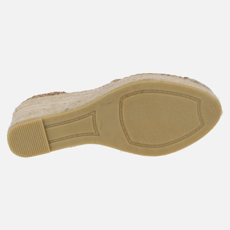 Zapatillas de esparto en serraje cuero con cintas